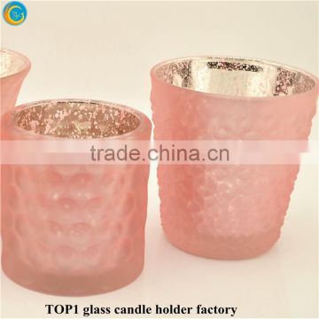 candle holder craft Embossed design Wonderful Fuchsia Pink Vintage Glass Candle Holder
