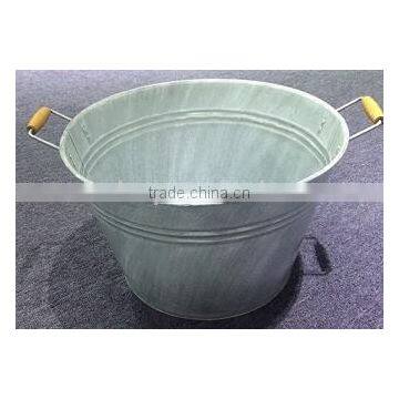 Bucket (White washing with wooden handle) Medium Size ,MSO-174
