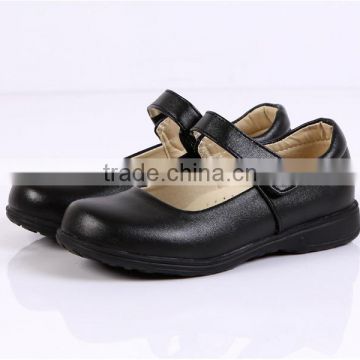 Juqian customize high quality matte black leather kids pu student school shoes