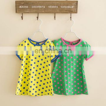 Multi Colors Soft Cotton Kids Dress Polka Dots Summer Dress For Little Girls