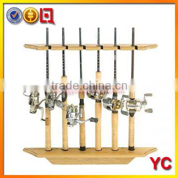 2 Piece Vertical Light Oak Wooden Cabela Six fishing rod rack