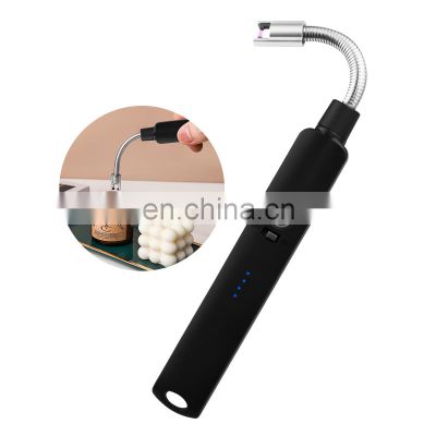 Long Flexible Neck Flameless Grill USB Charging Electric Arc Lighter with LED Power Display for Aromatherapy Camping BBQ Gas