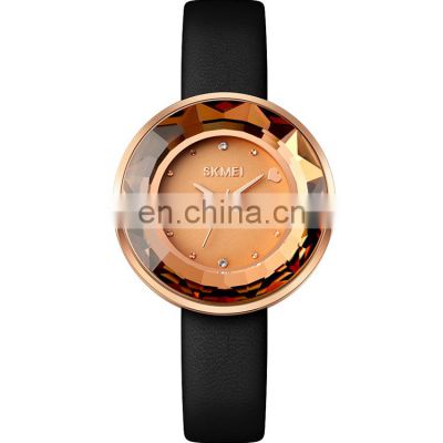 New SKMEI 1707 Luxury Textured Dial With Leather Strap 3ATM Waterproof Japan Movt Quartz Watches for Ladies Wrist
