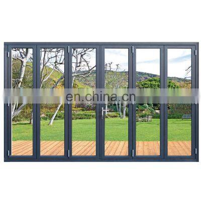 China door exterior aluminium tempered glass bifold folding door mosquito net doors folding