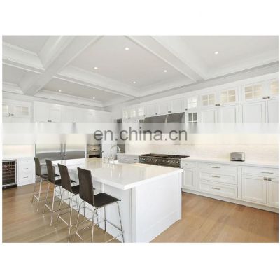 Luxury white shaker design with good quality stainless steel accessories kitchen cabinet