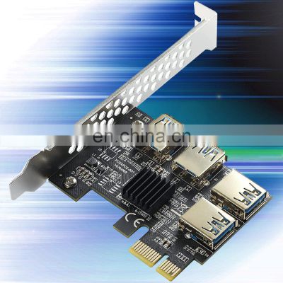 Hot Sale Pci-e Usb3.0 Riser Card 1x To 16x 1 To 4 Usb3.0 Slot Multiplier Adapter Card