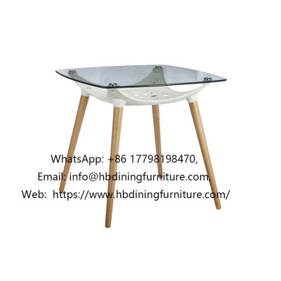 Tempered Glass/MDF Transparent Square Table