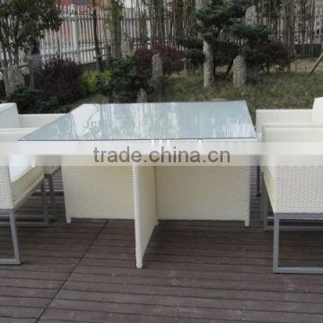 Knock down aluminum frame white PE rattan furniture sets