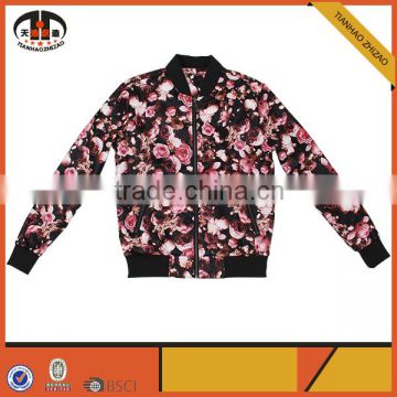 Latest Design Leather Jacket for Woman with Fashionable Flower Pattern