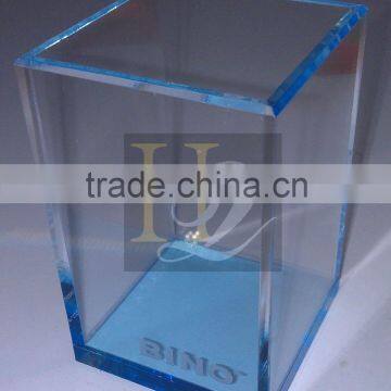 Big discount blue color square acrylic hollow display box