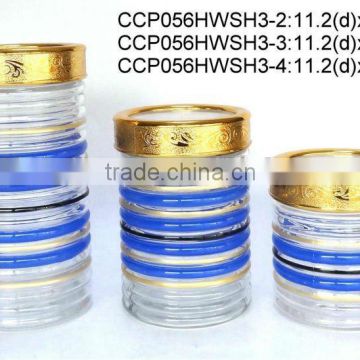 CCP056HWSH3 hand-painted glass jar with plastic golden lid