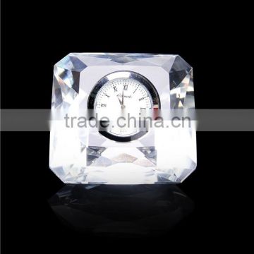Fashion square crystal clock for Office decoration