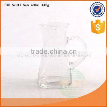 whole sale 760ml clear glass pitcher water jug with side handle