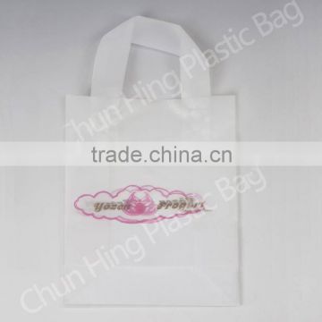 promotional plastic cosmetic bag with soft-loop handle