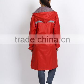 adult long raincoat PVC high visible reflectve tape waterproof raincoat
