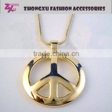 new custom promotion gold world peace sign necklace jewelry