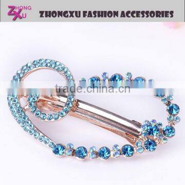 custom new hot sale rhinestone ladys crystal heart alligator hair clips