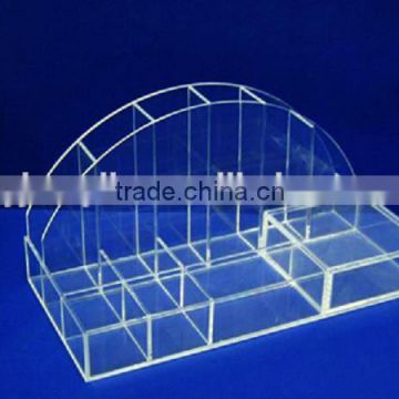 customized clear plexiglass cosmetic box with several components