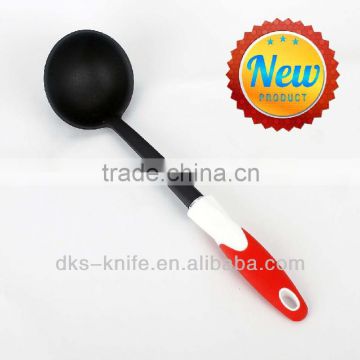 TSY001A-SL Black Nylon Soup ladle with White PP and Red TPR handle Nylon Kitchen Tools