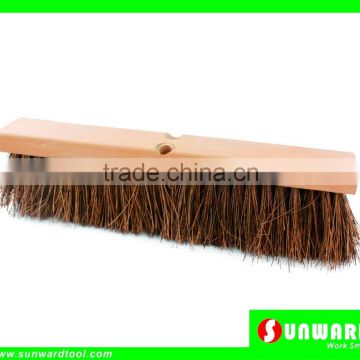 Heavy Duty Floor Sweeping Wooden Broom with Double Handle Holes,Stiff Fiber