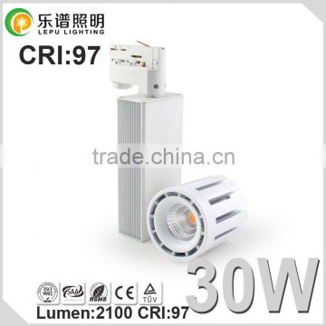high power 30watt commercial 2700k 5000k COB 0-100% dimming led track spot light with factory price 5years warranty