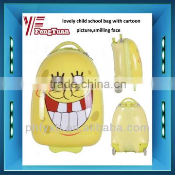 2014 china factory carton kitty lovely child school bag with cartoon picture,smilling face