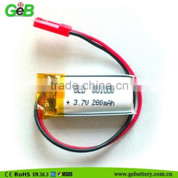 GEB651530 3.7v 280mah lipo rechargeable Lithium Ion Polymer battery