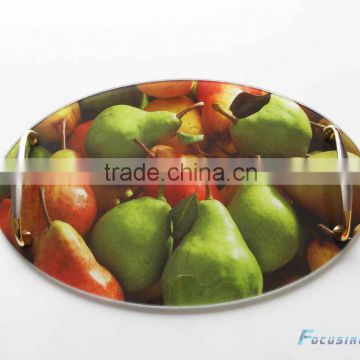 oval tempered glass cheese tray