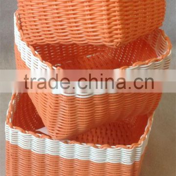 set of 3 PE pipe woven storage basket for food or promotion