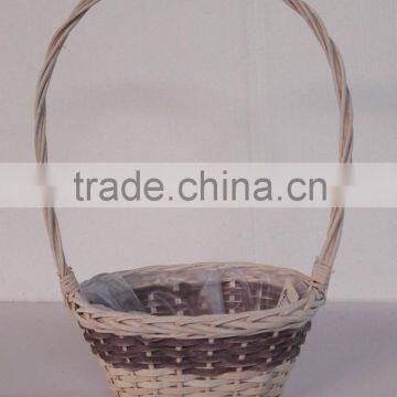 Oval And Round Willow Basket With Handle