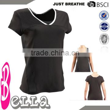 short sleeve with side mesh insert designs for volleyball sports ladies t-shirts