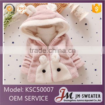 Fashion cute design infant overcoat coral fleece cartoon baby coat with hood