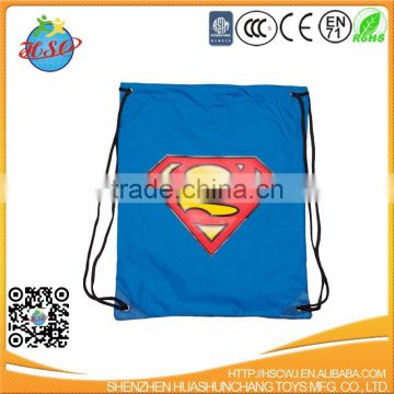 Nylon super man logo drawstring sport backpack