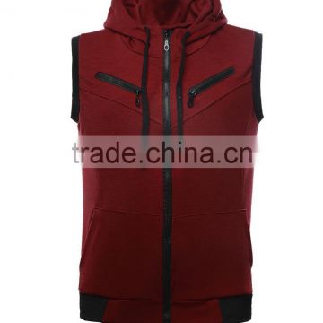 bulk order OEM services custom sleeveless wholesale cotton hoodie sweatshirt zip coat