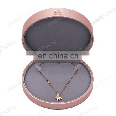 Luxury custom Wedding Valentines Engagement Fashion Gift Box Velvet Pink Jewelry Packaging Necklace Box