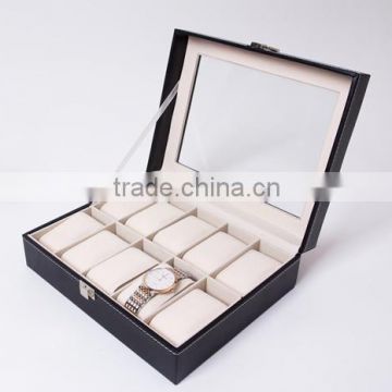 W806-10 10 Slot Grid Cheap Wholesale Faux Leather Packaging Case Display Watch Box                        
                                                Quality Choice