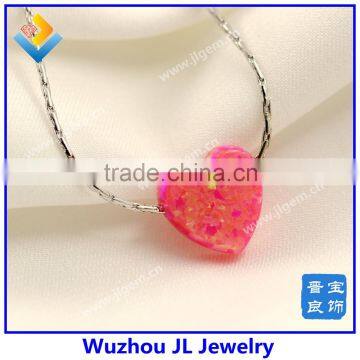 Synthetic opal heart shape pendant with 925 sterling silver bracelet fancy and fashion