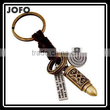 Factory Direcet Sale Exaggrate Punk Bullet Pendant Keychain Real Leather Keychain