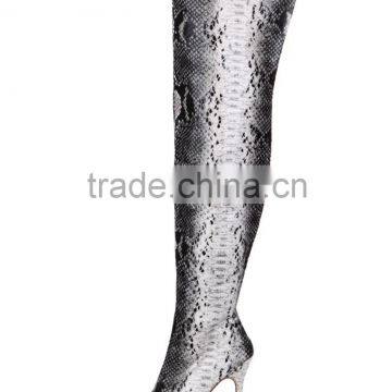 Catwalk Women Gladiator Knee Boots Snake Skin High Heel Closed Toe Boots Sexy High Thight Boots