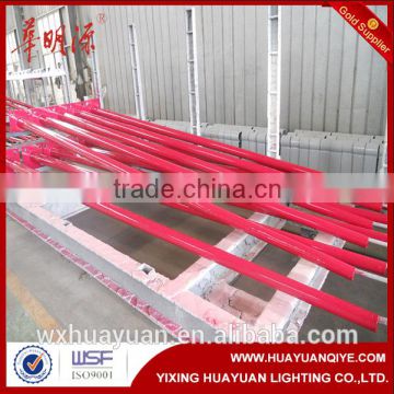 Red color steel road round light pole