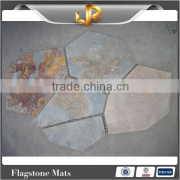 Chinese multicolor slate flagstone flooring mat mesh stone