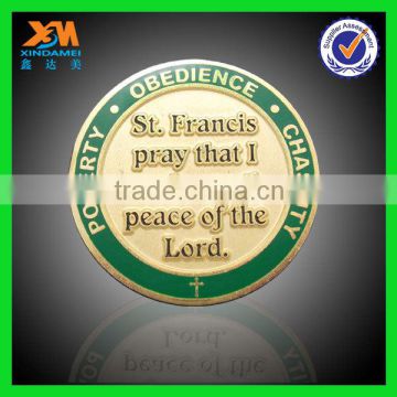 top quality soft enamel christian promotional cheap die casting coin saver (xdm-c518)