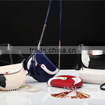 2016 new arrival handbag fashion swan pattern shoulder bag high quality PU handbag
