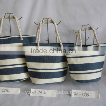 Stripe paper straw beach bag,cotton handle