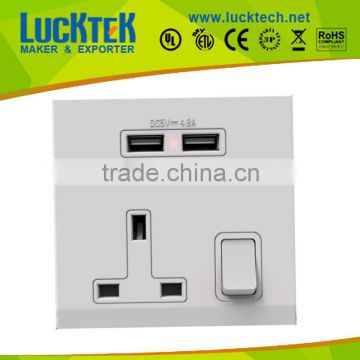 UK Power USB wall Socket outlet with switch,wall plate faceplate ,wall mount power socket