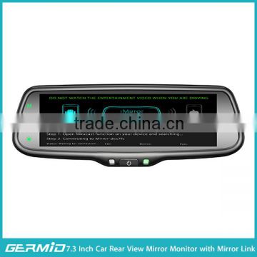 Newest germid rearview mirror 7.3 inch wireless mirror link rear view mirror with monitor