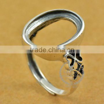 13*18mm 925 sterling silver antiqued silver vintage style oval bezel butterfly ring base blank supplies DIY findings 1223063