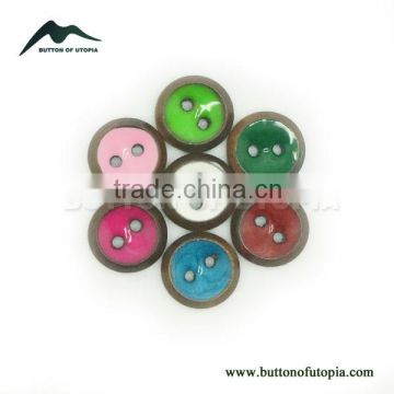 Fancy 2 Holes Colorful Red, Pink, White, Green, Blue High Quality Wood Shirt Button