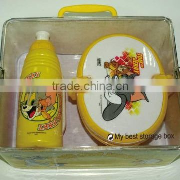 Water bottle and lunch box set with storage packing
