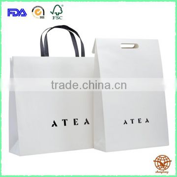 Fashionable White Kraft paper bag , Manufactory shopping bag